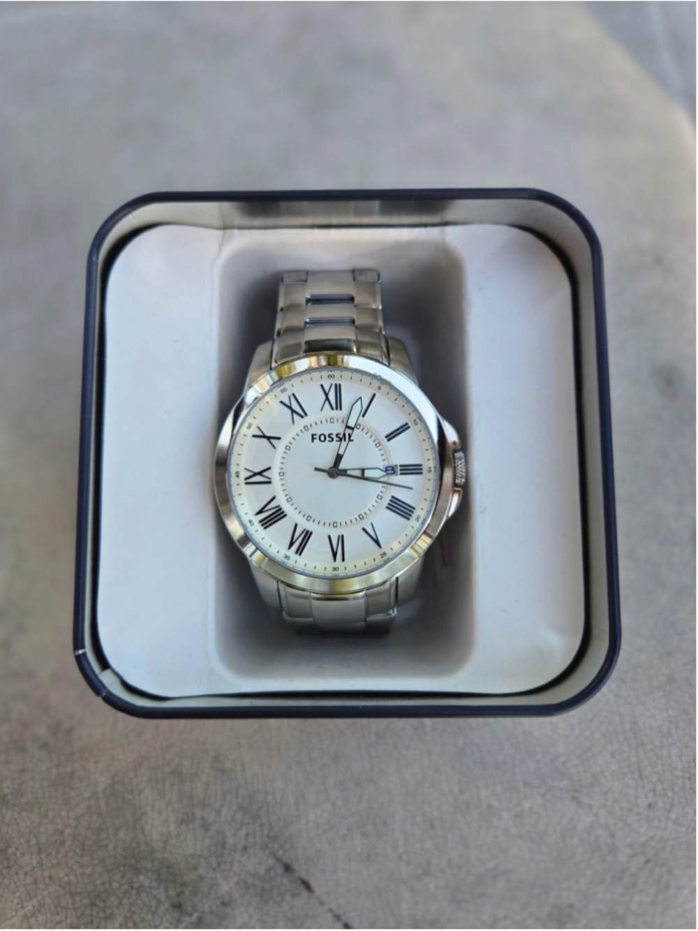 Fossil Silver and White Analog Watch, One Size